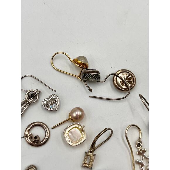 Sterling Silver Lot‎ Single Signed Semi Precious Stones Scrap Earrings 26.6g - Picture 7 of 7